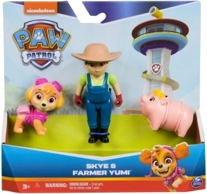 Set de figurines La Pat' Patrouille : Skye, la fermière Yumi et le porcelet