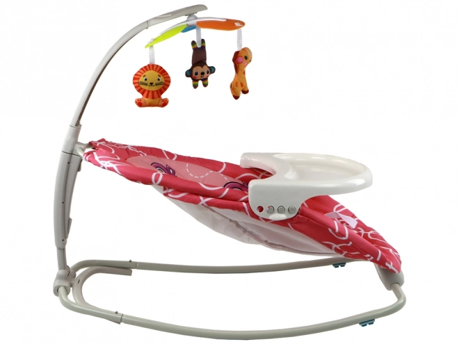 Fauteuil à bascule pour enfants 2 en 1 Chaise Sons Vibrations Girafe – rose