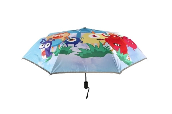 Parapluie Monstre pliant à ouverture automatique tissu/métal 28cm bleu dans un sac
