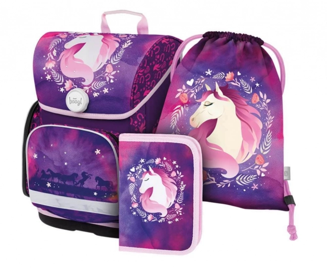 ENSEMBLE BAAGL 3 Ergo Cheval : cartable, trousse, sac