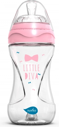Biberon Nuvita 240 ml en verre rose