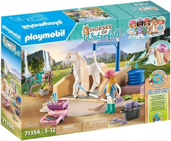 Playmobil Horses of Waterfall : Isabella et la jument Lioness avec station de lavage pour chevaux