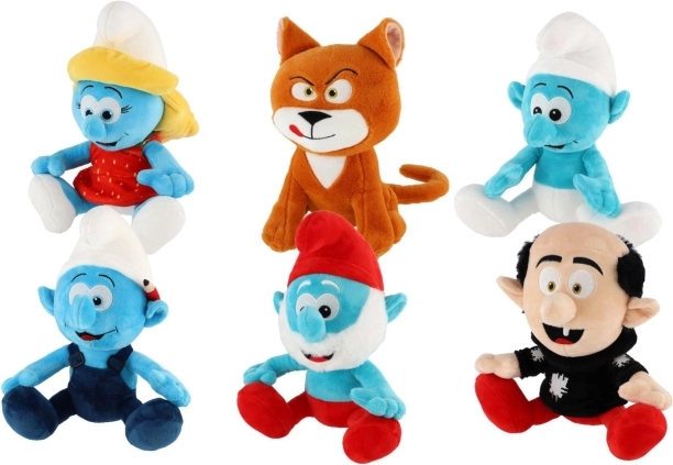 peluches Schtroumpfs 25–30 cm, assortiment de personnages