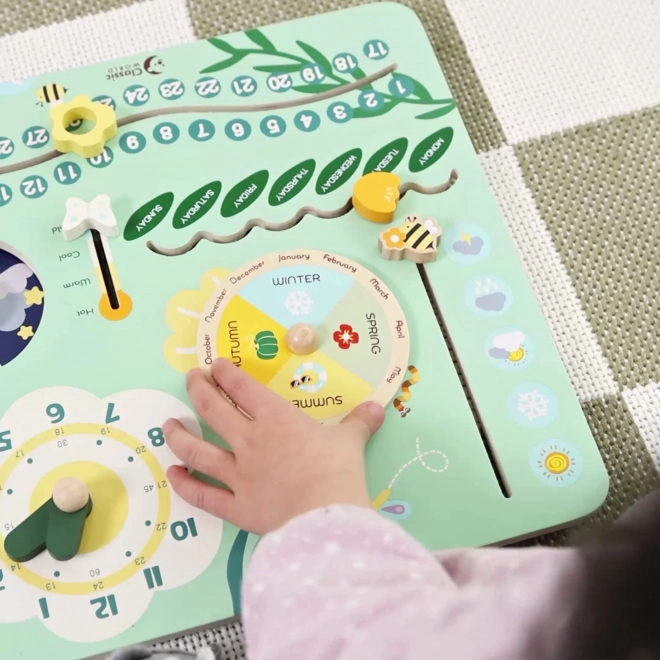 Calendrier éducatif en bois en anglais
