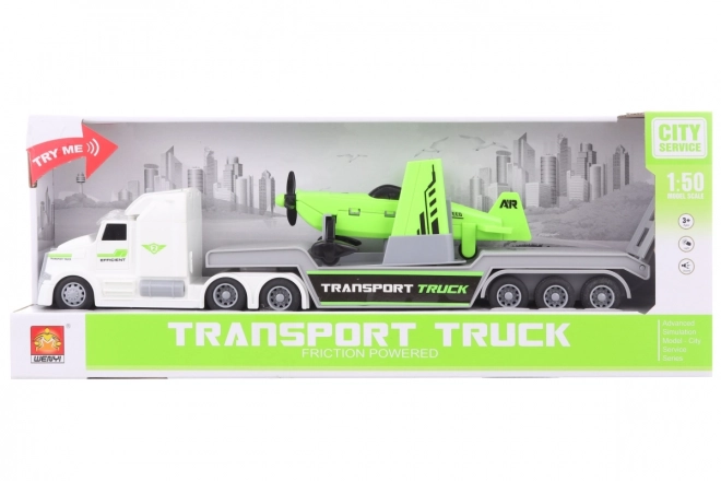 Camion avec avion à piles