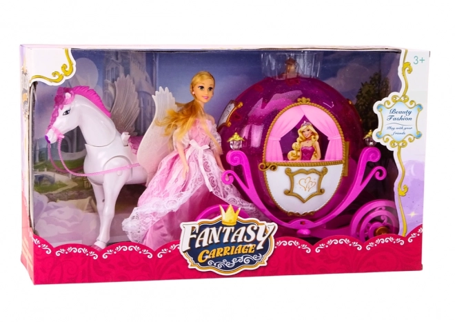 Ensemble magique avec carrosse de cheval et princesse