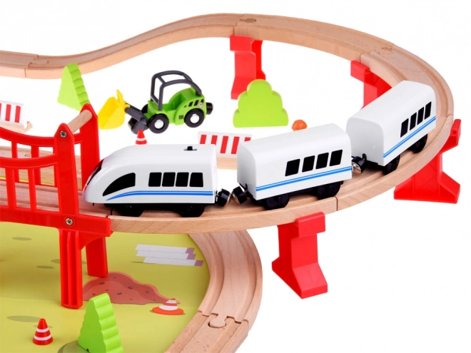 Chemin de fer en bois pour enfants avec base de transport et grue