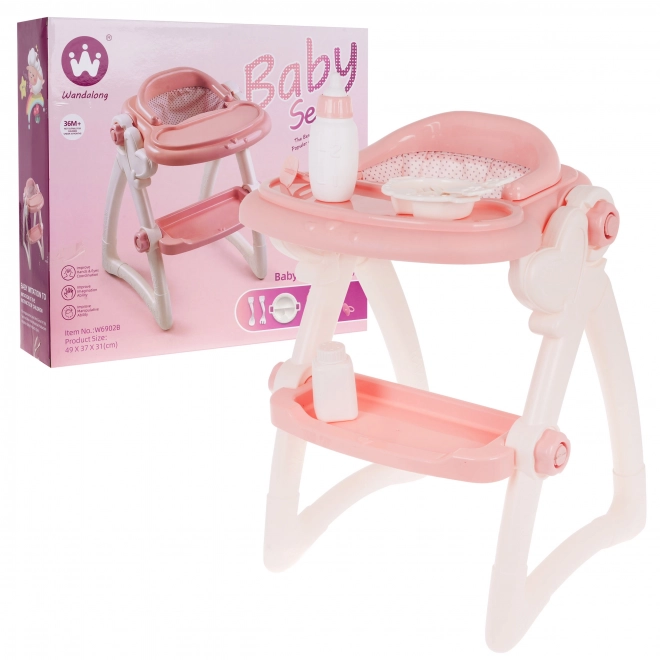 Ensemble d'alimentation pour poupées pour enfants 3+ chaise haute + accessoires 7 pcs