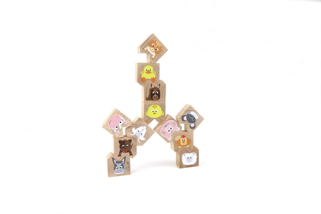 Jeu d'équilibre en bois avec animaux domestiques