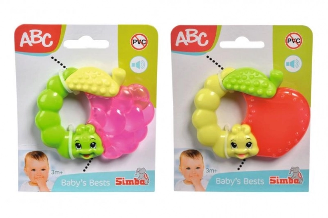 Anneau de dentition en forme de chenille avec fruits