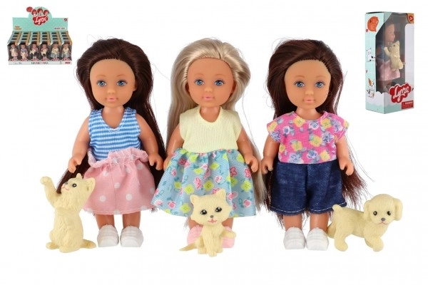 Poupée avec peluche plastique 12cm corps solide 3 types dans boîte 7x15x5cm 24pcs dans boîte