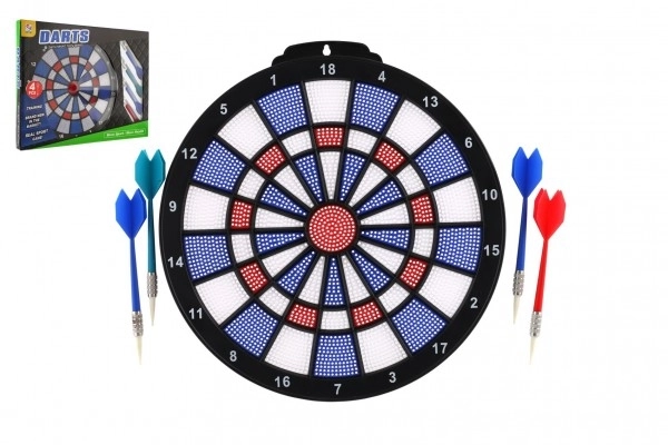 Cible avec fléchettes 4pcs plastique diamètre 28cm dans boîte 39x31x3cm