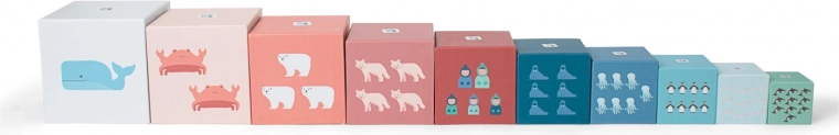 Cubes empilables en carton avec chiffres et animaux