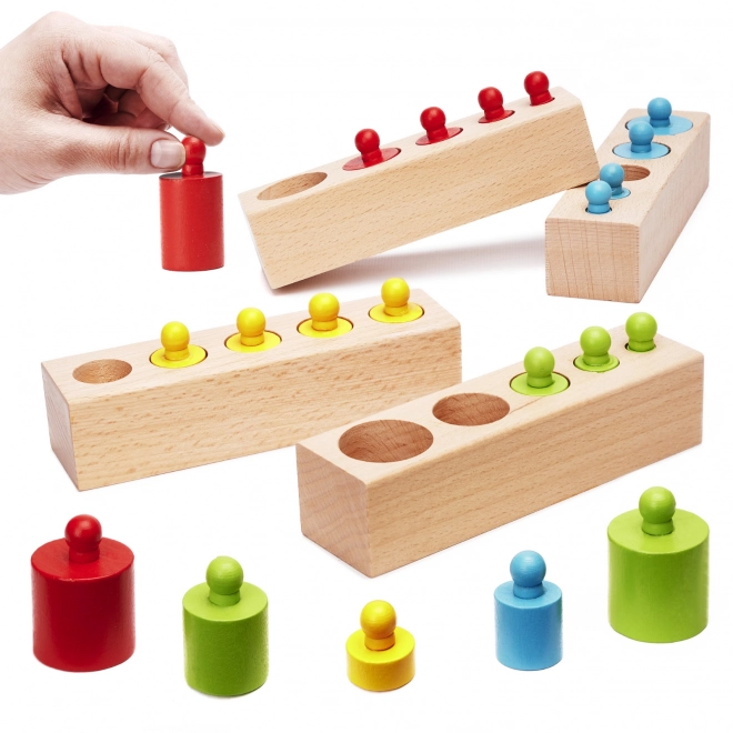 Poids colorés d'insertion en bois Montessori