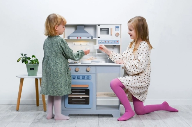 Grande cuisine interactive en bois avec accessoires