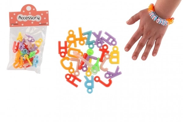 Perles en plastique cœur, lettres avec ficelle 2 types dans un sac 6,5x11x1cm