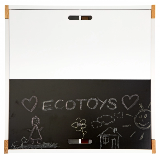 ECOTOYS Table en bois pour enfants avec tableau noir et deux chaises