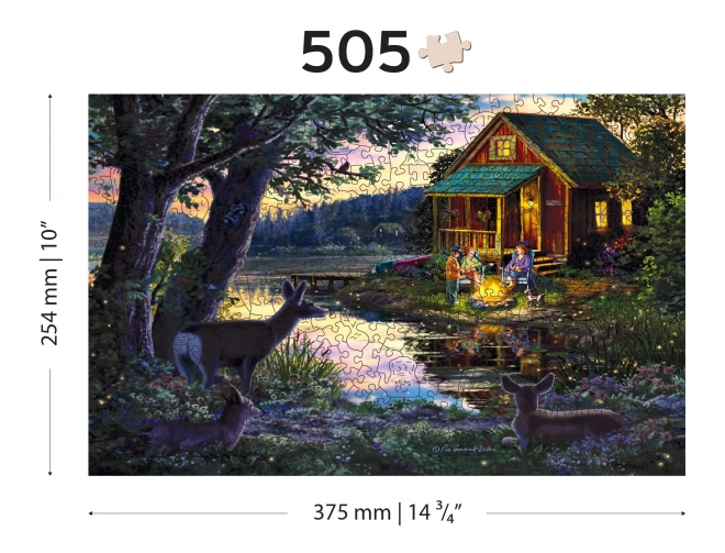 Wooden City Puzzle en bois Soirée dans la maison au bord du lac 2 en 1, 505 pièces EKO