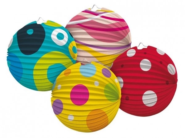 Lampe sphérique diamètre 25cm 4 types dans le sac (sans bâton) carnaval