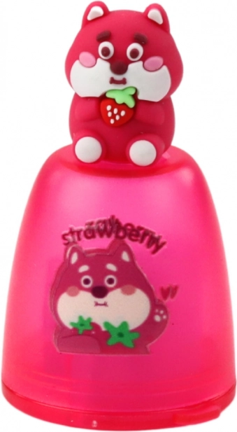 Taille-crayon rose pour crayons épais et fins avec réservoir
