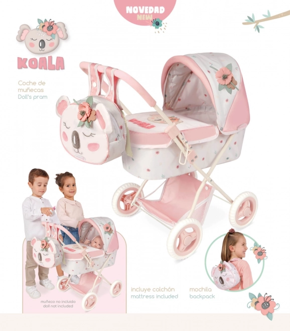 DeCuevas 85079 Poussette pliable pour poupées avec sac à dos KOALA 2024 - 60 cm