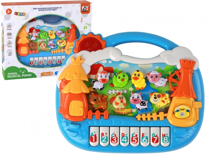 Piano éducatif pour enfants avec motif d'animaux et apprentissage de l'anglais