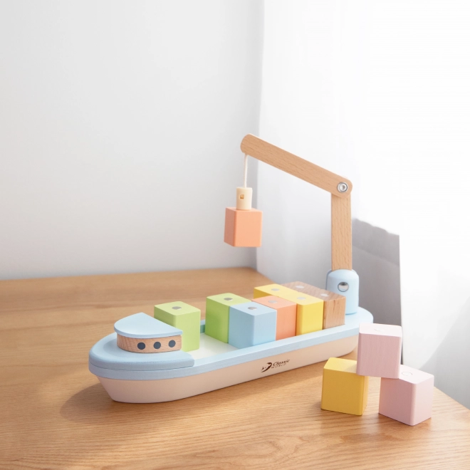 Bateau avec blocs magnétiques et grue pour tout-petits