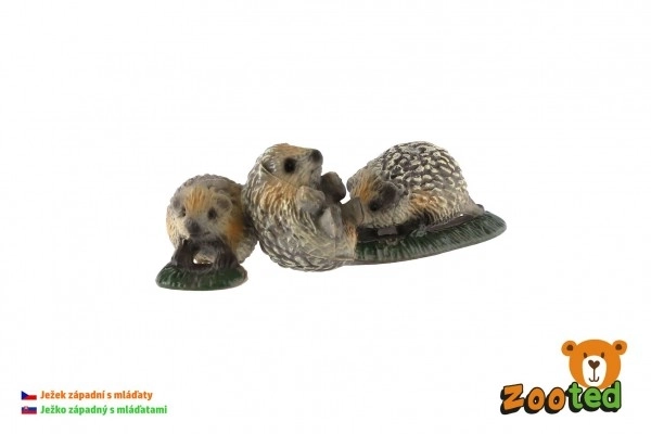 Maman hérisson de l'Ouest avec petits en plastique zooted 8cm en sachet