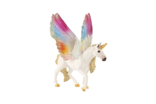 Licorne avec des ailes arc-en-ciel plastique zooted 13cm en sac