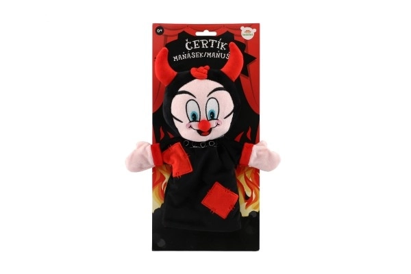diable/marionnette à main en peluche 30cm sur carte 0m+