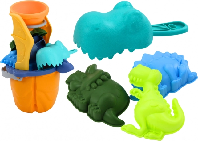 Set de sable Dinosaure Entonnoir Moulin Moules Cuillère 7 pièces