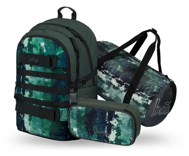 Set BAAGL Skate Forest : sac à dos, trousse et sac de sport