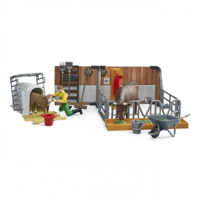 Étable pour bétail avec figurines et accessoires