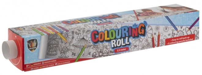 Rouleau à colorier avec dessins préimprimés et crayons