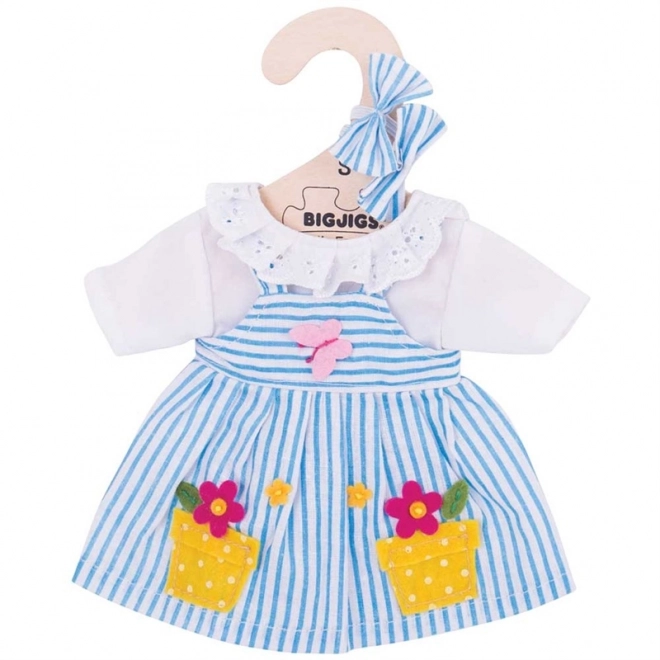 Bigjigs Toys Robe rayée bleue pour poupée 28 cm