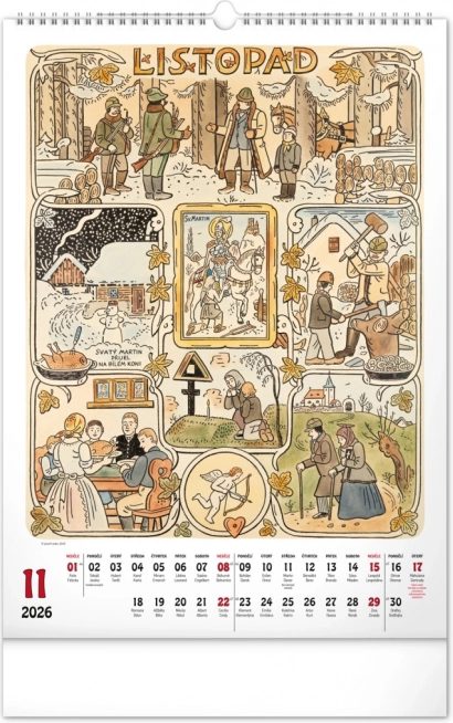 Calendrier mural Josef Lada 2026
