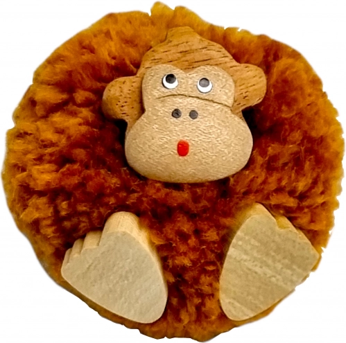 Singe magnétique en bois avec pompon