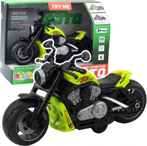 Moto jouet verte avec effets