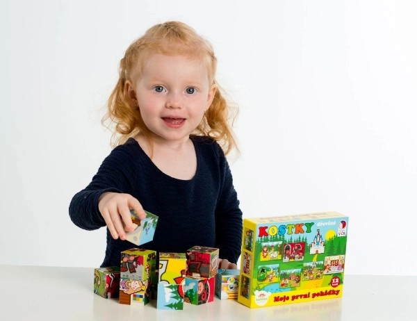 Cubes en bois Mes premiers contes de fées 12 pcs dans une boîte 17x12,5x4cm