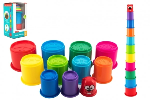 Kubus pyramide jouet d'emboîtement rond en plastique 11pcs dans une boîte 11x20x11cm 12m+