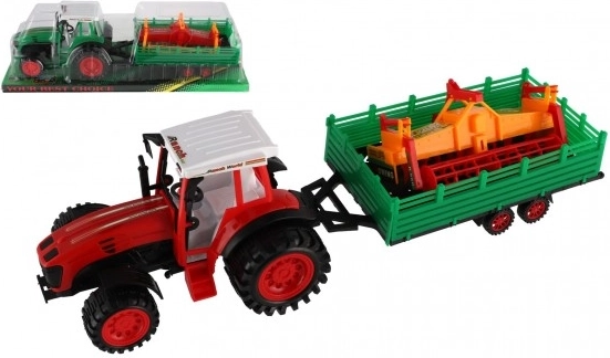 Tracteur avec remorque et rouleau de moissonneuse-batteuse en plastique, 46 cm