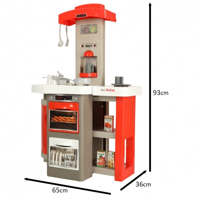 Cuisine électronique pour enfants en plastique rouge pliable avec son + accessoires