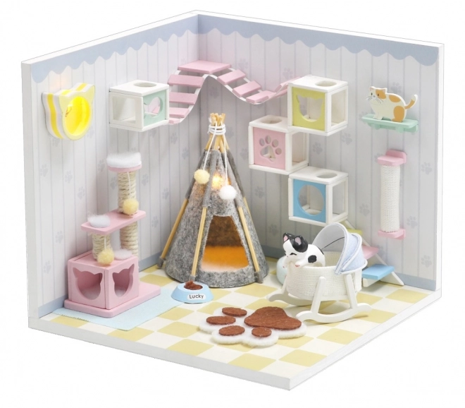 Deux miniatures maison de bain accueillante / Maison du chat Miaou