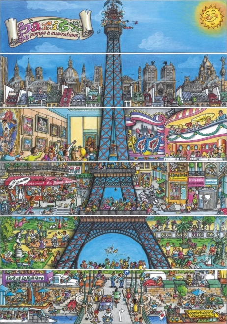 Puzzle Tour Eiffel 500 pièces dessinée