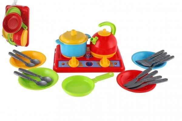 Ensemble de vaisselle avec cuisinière