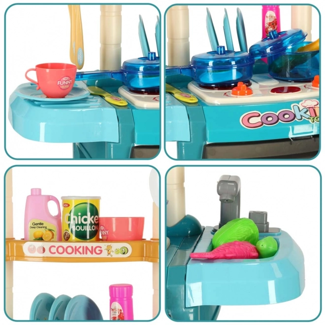Cuisine amusante pour enfants avec four, brûleurs, sons et lumières