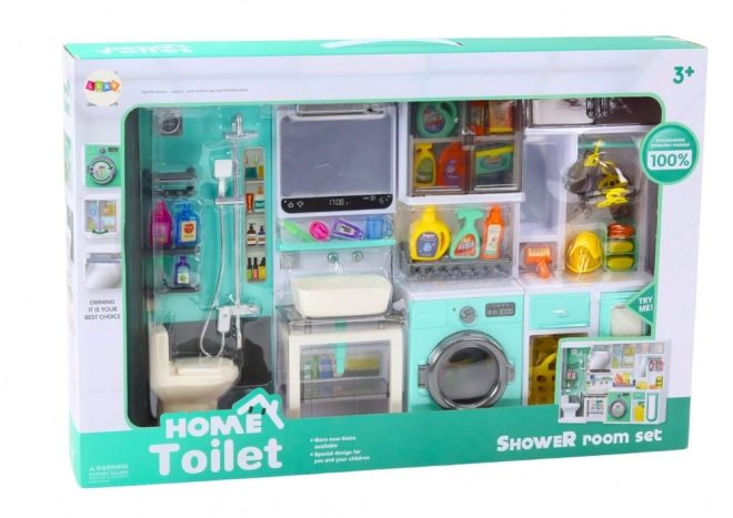 Ensemble de jeu de salle de bain 4 en 1 Douche Toilettes Machine à laver Accessoires