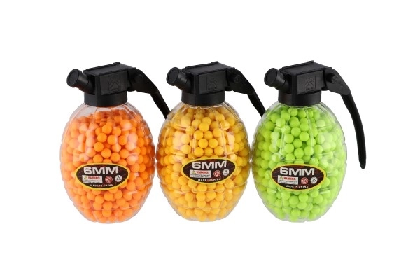 Billes pour pistolet 800pcs 6mm gomme 10cm en grenade 3 couleurs