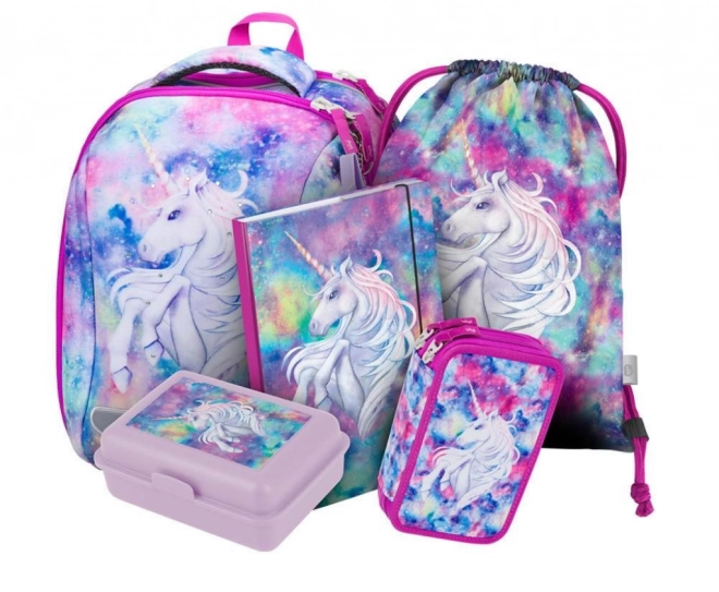 ENSEMBLE BAAGL 5 Shelly Licorne : cartable, trousse, sac, chemise, boîte