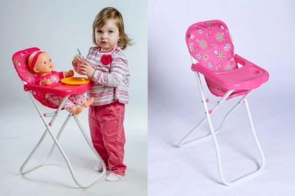 chaise haute en métal/plastique pour poupées 33x26x60cm en sac